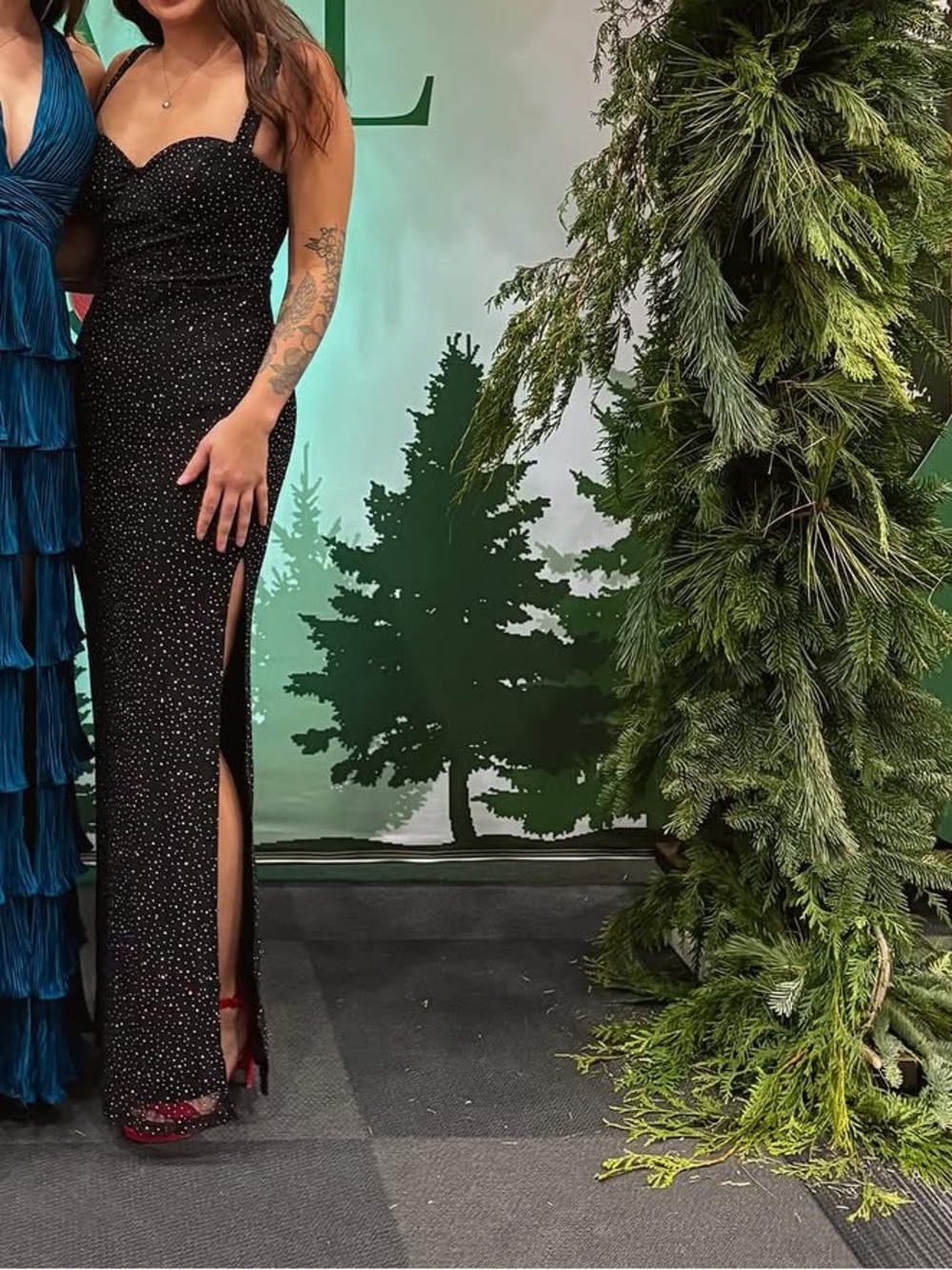 Lulu's Black Sparkle Evening Dress